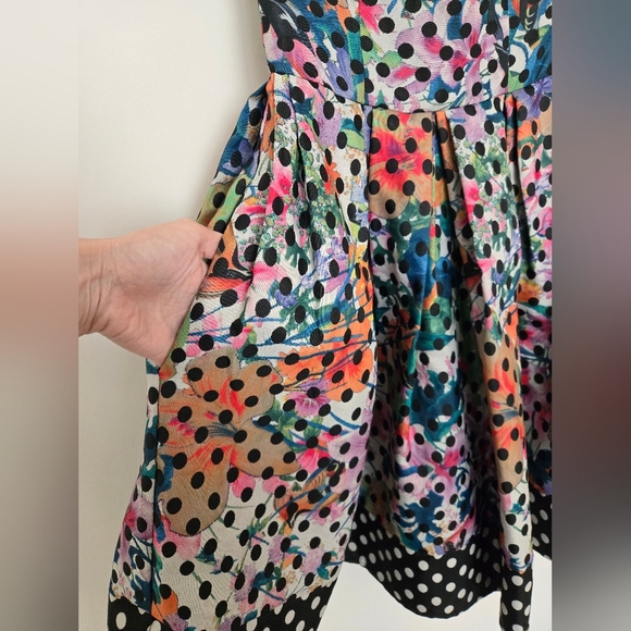 Corey Lynn Calter Floral Polka Dot Strapless Dress with Pockets | Size 2 - Picture 2 of 8